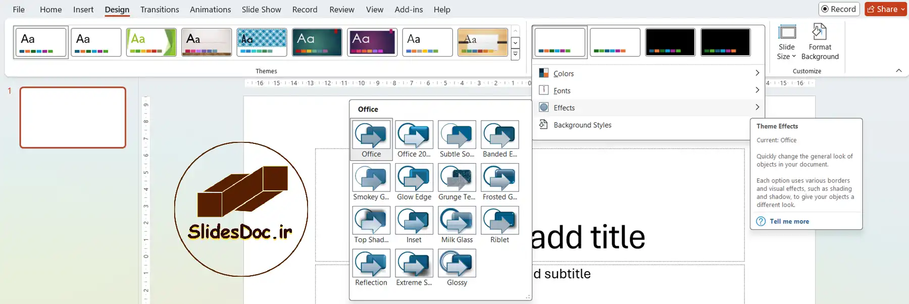 بررسی کامل تب Design در پاورپوینت