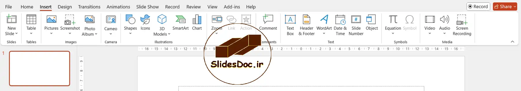 بررسی کامل تب Insert در پاورپوینت