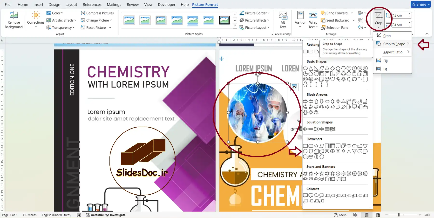 ویرایش تصاویر در قالب word