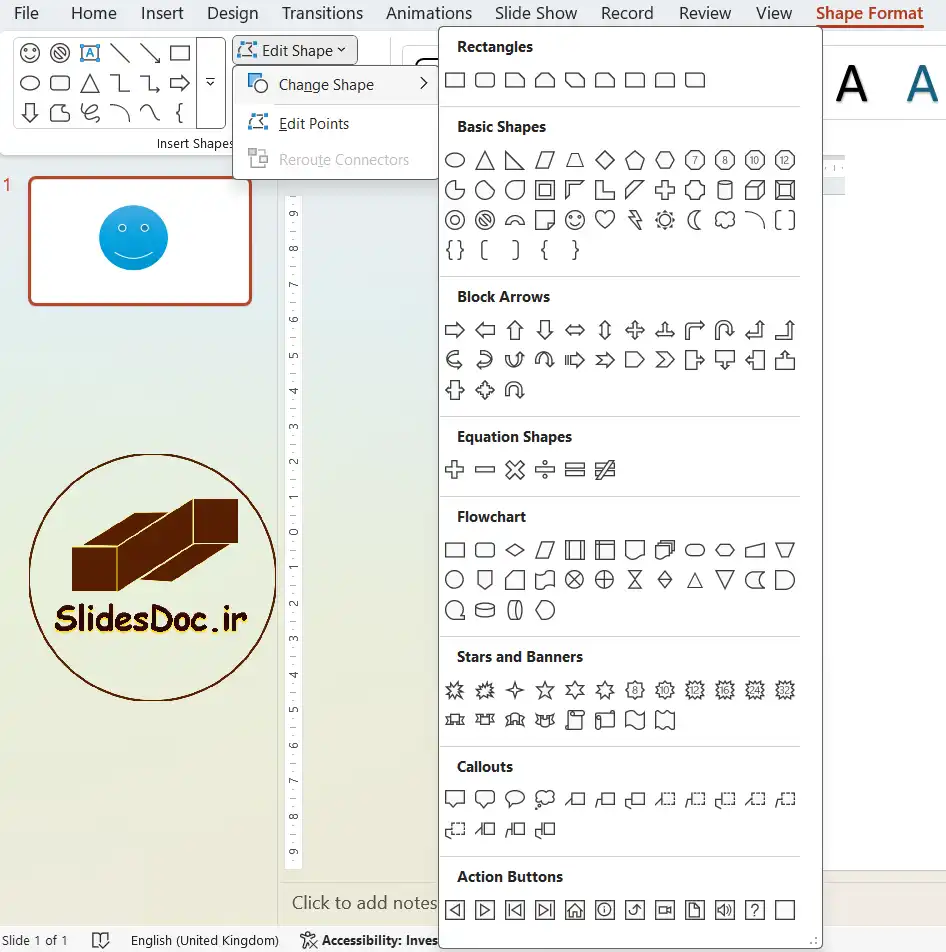 آموزش ویرایش پاورپوینت Insert Shapes