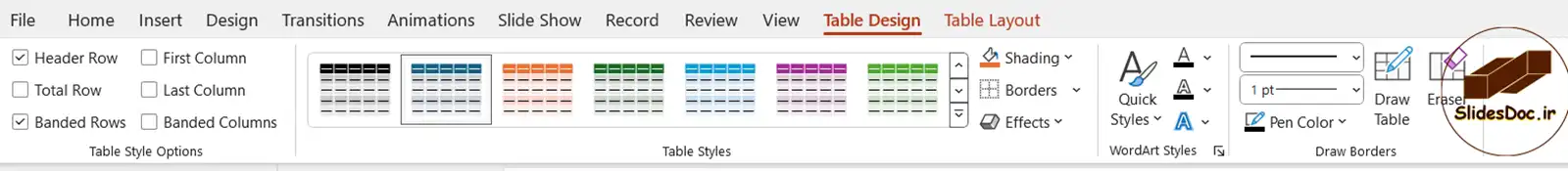 بخش Table Design در پاورپوینت 12 آموزش کامل بخش Table Design در پاورپوینت