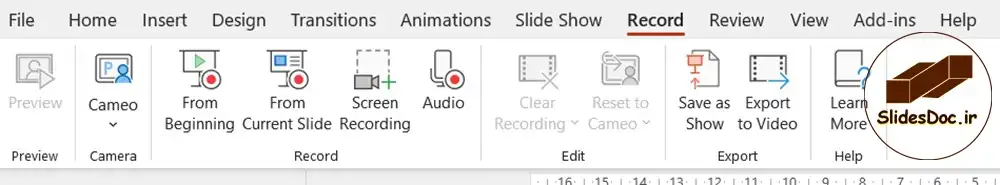 تب Record در پاورپوینت 12 آموزش کامل تب Record در پاورپوینت