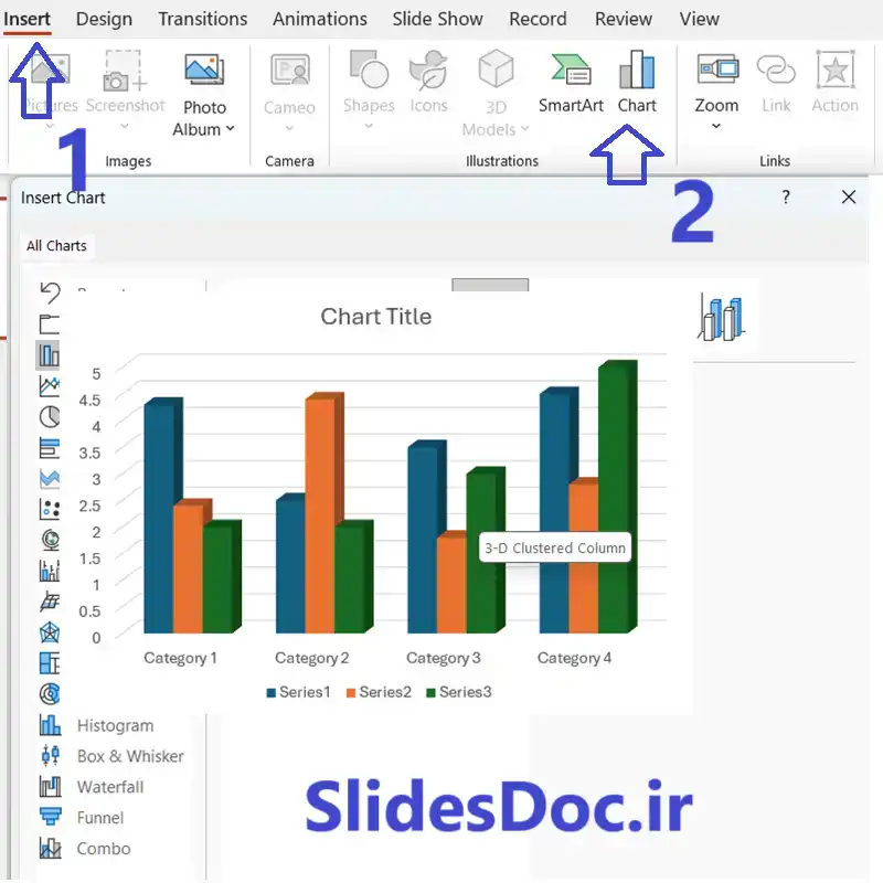 آموزش رسم چارت در پاورپوینت و تنظیمات آن