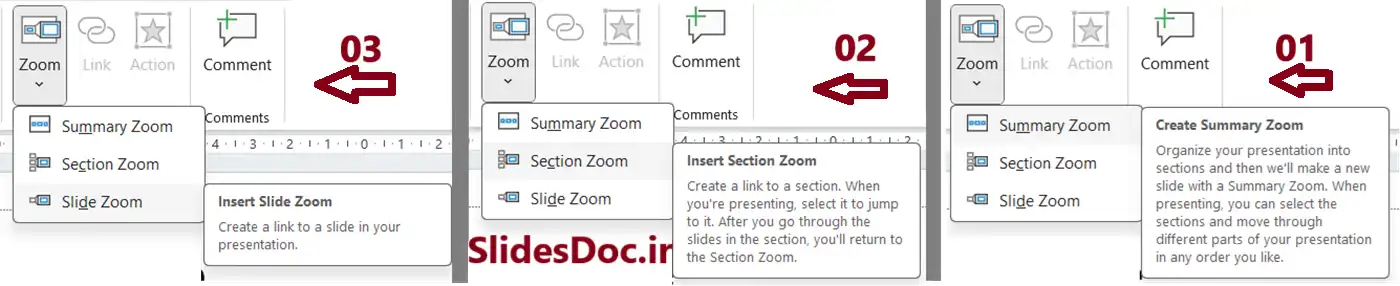 لینکدهی زوم اسلاید پاورپوینت