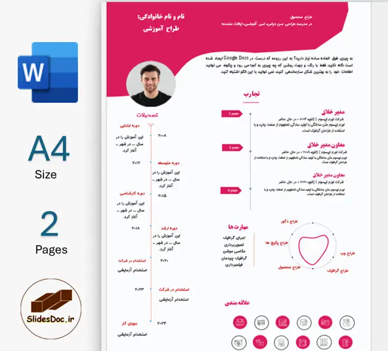 قالب ورد رزومه طراح حرفه ای