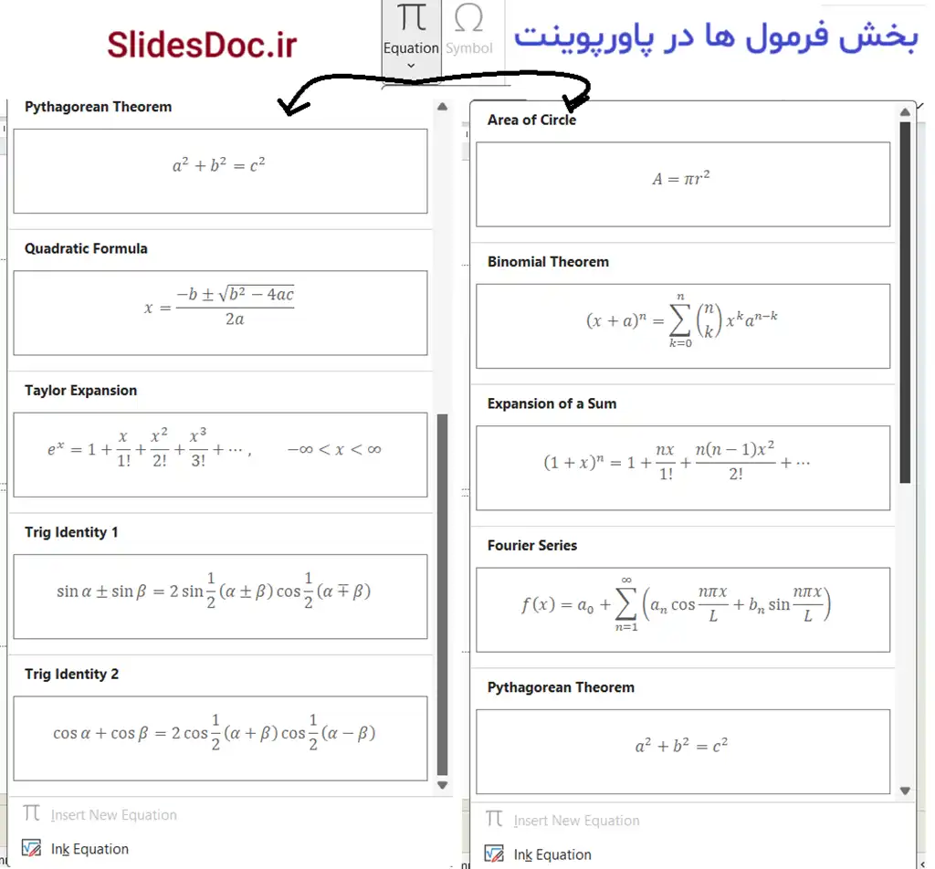 آموزش درج فرمول در پاورپوینت