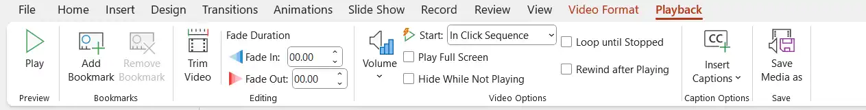 آموزش تب Playback ویدئو پاورپوینت