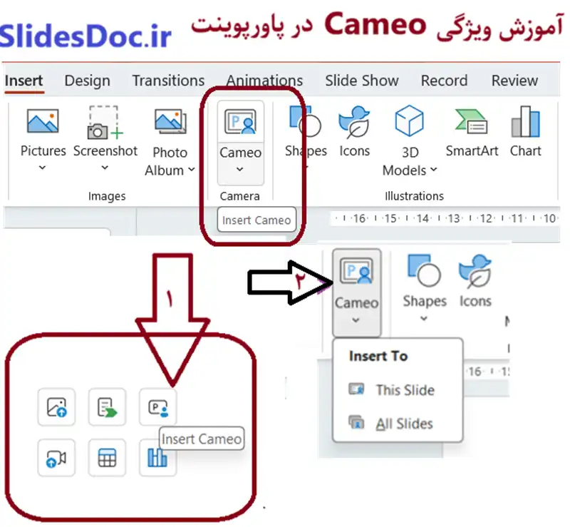 Cameo در پاورپوینت 13 نحوه ی دسترسی به Cameo در پاورپوینت