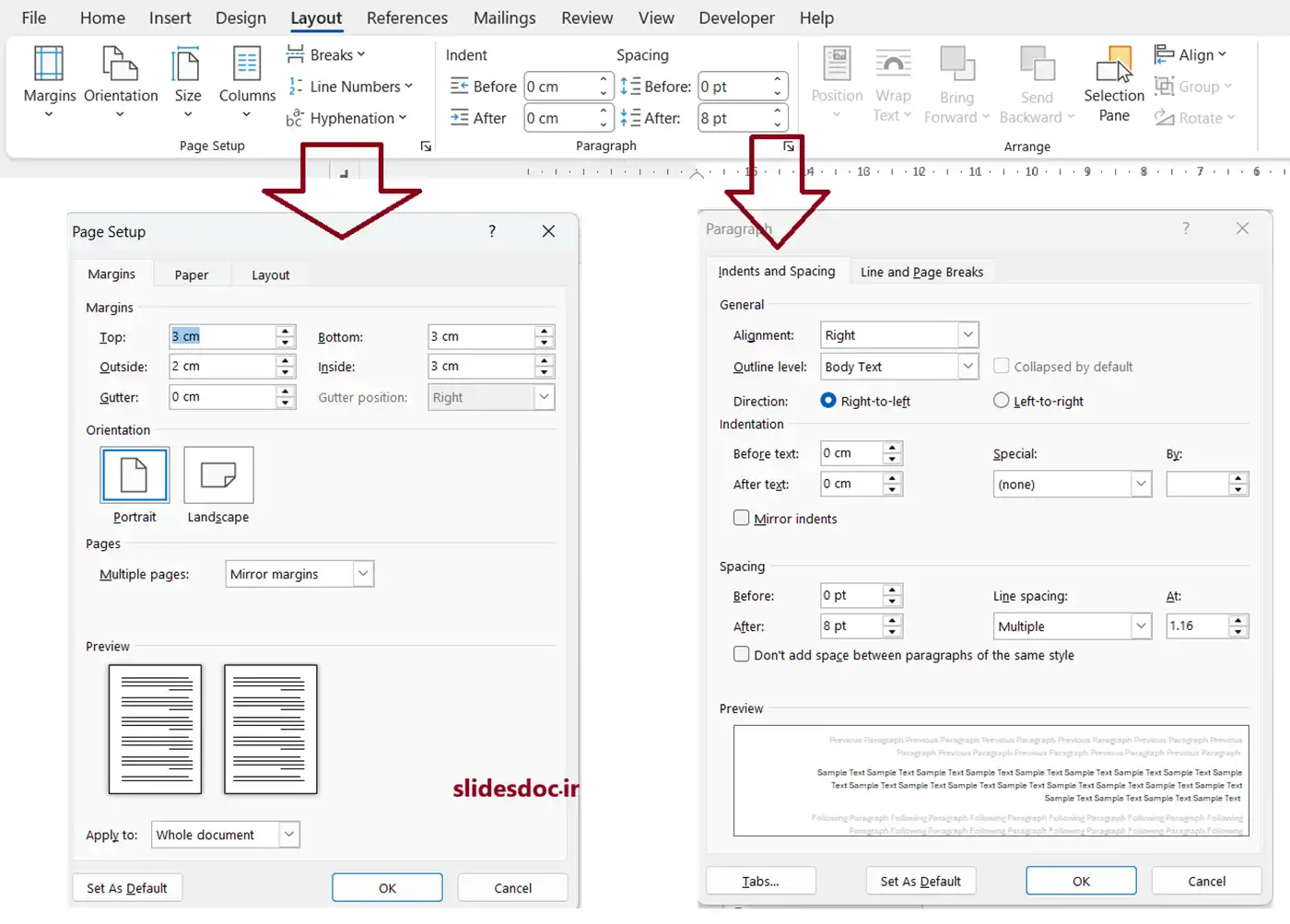 تب Layout در ورد 12 آموزش بخش Layout در ورد